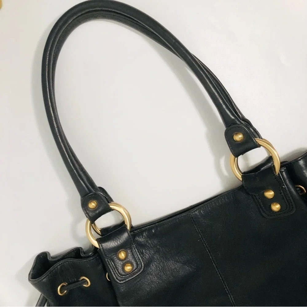 Bloomingdale's Large Double Tasseled Black Hobo Bag